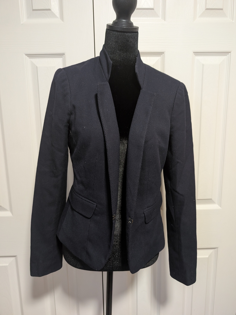 The Limited Dark Navy Textured Open Blazer